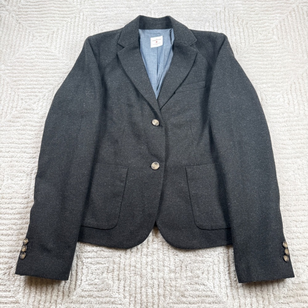 Gap Academy Blazer Womens 8 Black Stone Wool Jacket Preppy Academia Office Smart